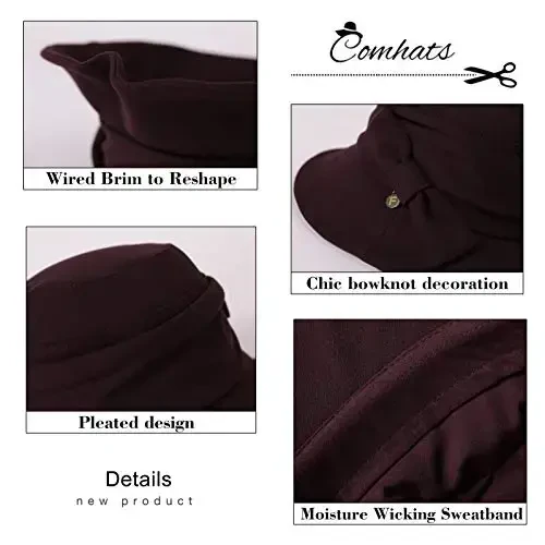 1920S Vintage Cloche Bucket Hat Packable Ladies Church Derby Party Fashion Floopy Winter 55-64CM - 5