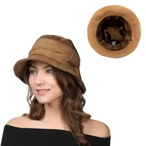1920S Vintage Cloche Bucket Hat Packable Ladies Church Derby Party Fashion Floopy Winter 55-64CM - 1