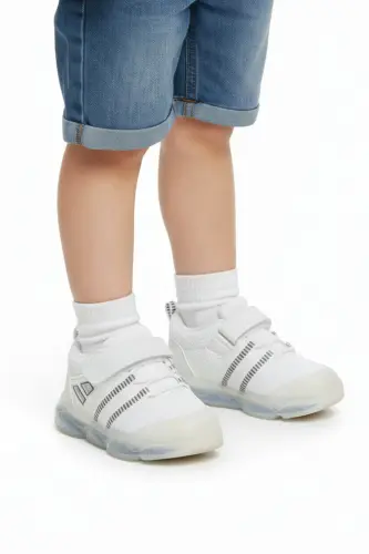 1936-Orante Işıklı İlkadım Bebek Günlük Spor Ayakkabı-Beyaz 