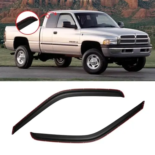1994-2001 Dodge Ram 1500, 1994-2002 Dodge Ram 2500/3500 Pickup için Kanal İçi Cam Vizörü (Çekici Aynası Hariç), Yağmur Koruyucuları Siperlikleri Havalandırma Deflektörü Gölge Rüzgar Koyu Duman, 2 Adet - 1
