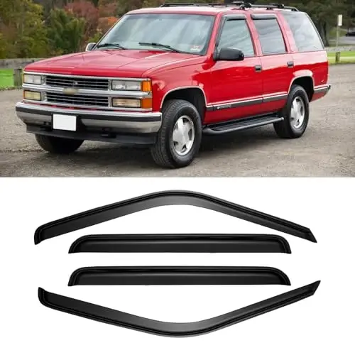 1995-2000 Tahoe/Yukon, 1992-1999 Suburban, 1992-2000 Crew Cab Chevy/GMC C/K 1500/2500/3500 için Cam Rüzgarlıkları, 1999-2000 Escalade için Yağmur Koruyucu Havalandırma Saptırıcı Gölge Füme, Bantlı, 4 Adet - CMVT AUTO