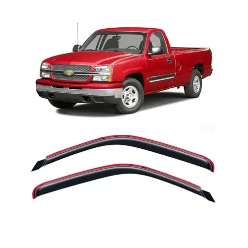 1999-2007 Chevy Silverado va GMC Sierra 1500 Standard Cab uchun ichki kanal yomg‘ir himoyalari, 99-06 Silverado/Sierra 2500, 01-07 Silverado/Sierra 3500 Classic uchun deraza vizorlari, ventilyatsiya deflektori, shamoldan himoya. 