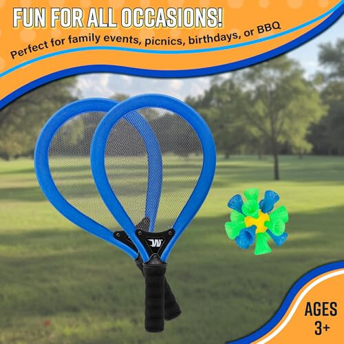 1i4 Group Whackminton - Perfect Racket Game for Adults & Kids - Fun Outdoor Sport for The Backyard, Beach & Lawn - Outdoor Toy - 3