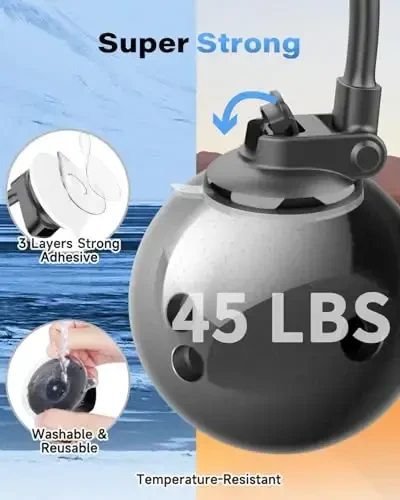 1Zero Solid Car Truck Telefon O'rnatish Uskunasi, Qalin Gooseneck Uzun Qo'l, Shamol oynasi Mobil ushlagichlar, Sanoat kuchlanishli so'rg'ich stakan, Titroqqa qarshi Stabilizator Barcha uyali telefonlar bilan mos keladi, Qora - 7