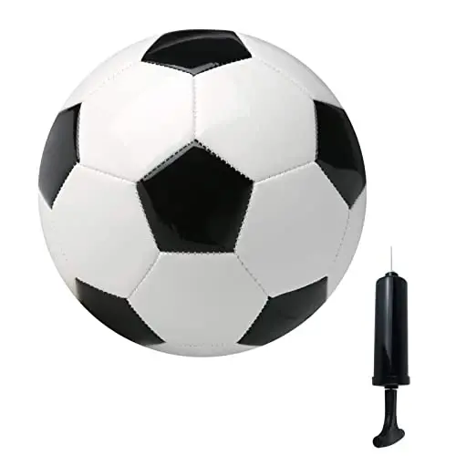 2, 3, 4, 5 o'lchamdagi nasos ignasi bilan Klassik oq qora Qalinroq PU Qattiq to'qilgan Yosh yigitlar ligasi o'yinlari, mashg'ulotlar yoki sovg'a uchun mos Futbol to'pi 