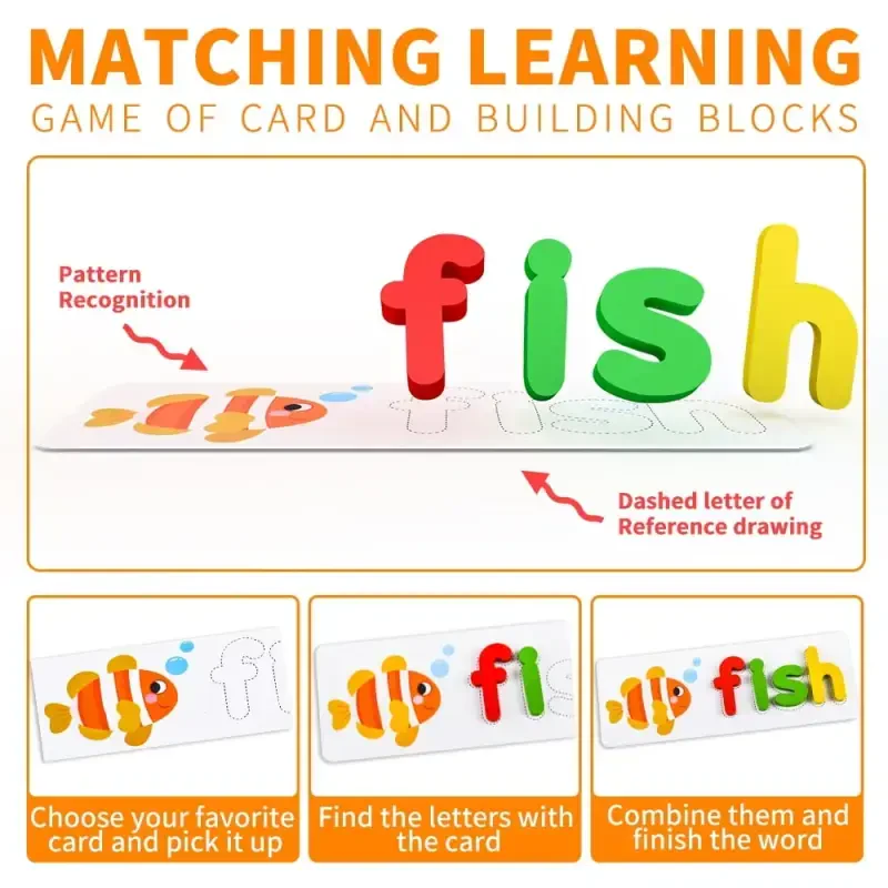 Dream Fun Toddlers Preschool Learning Toys for Girls Boys Age 2 3 4, Kid Alphabet Spell Educational Game Toy for 1-4 Year Old Girl Boy Baby Birthday Gift Kindergarten Sight Word Letter Puzzle Toys - DREAM FUN