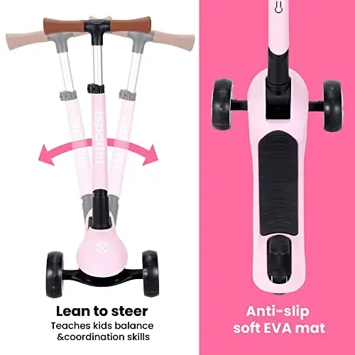 iSporter Luggage Scooter for Kids Ages 2-5 | Ride-On Suitcase Scooters for Boys Girls | Foldable & Height Adjustable, 110lbs Max - 3