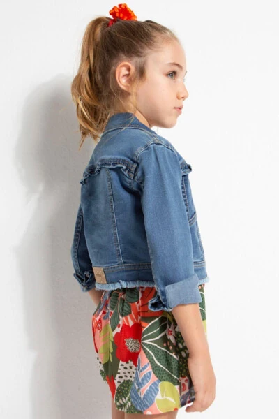 2-9 Yaş Kız Çocuk Fırfırlı Denim Ceket Mavi - MAYORAL (1)