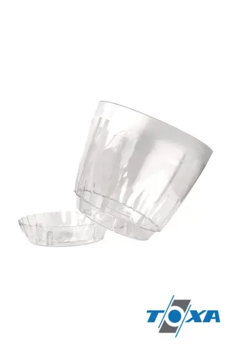 2 Adet 0,75 Litre Kristal Orkide Saksısı Set Tabaklı Şeffaf Plastik Saksı Seti-0,75L Set - 3