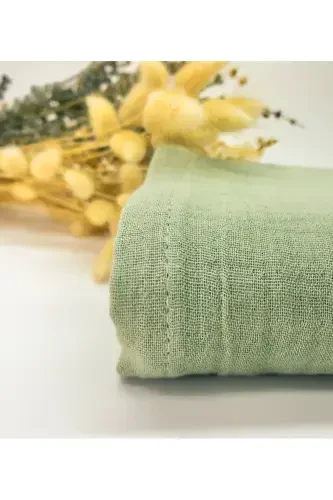 2’li Set Müslin Bebek Örtüsü | 100x100 Cm | %100 Pamuk | Ekru & Çağla Yeşili | Hassas Ciltler Için-Ekru - 2