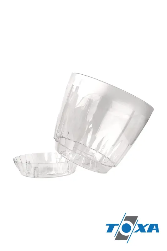 2 Adet 1,6 Litre Kristal Orkide Saksısı Set Tabaklı Şeffaf Plastik Saksı Seti-1,6L Set - 3