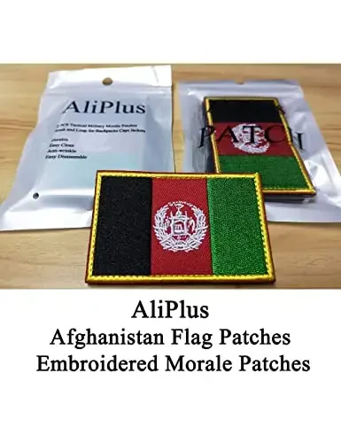 2 PCS AliPlus Afghanistan Flag Patches Embroidered Tactical Military Morale Patch Applique Fastener Hook and Loop - 2