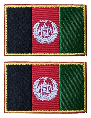 2 PCS AliPlus Afghanistan Flag Patches Embroidered Tactical Military Morale Patch Applique Fastener Hook and Loop 