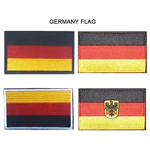 2 PCS AliPlus Germany Flag Patches Embroidered Tactical Military Morale Patch Applique Fastener Hook and Loop(Black Border) - 4