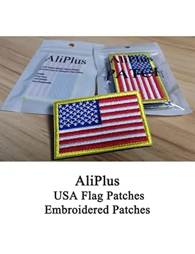 2 PCS AliPlus America US Flag Patches Embroidered Tactical Military Morale Patch Applique Fastener Hook and Loop - 2