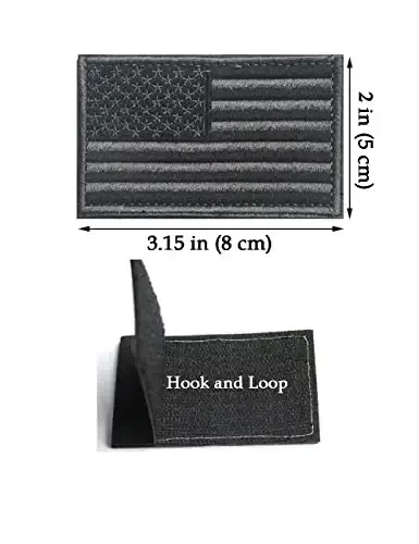 2 PCS AliPlus American Flag Patches Embroidered Tactical Military Morale Patch Applique Fastener Hook and Loop(Black Flag Patch) - 3