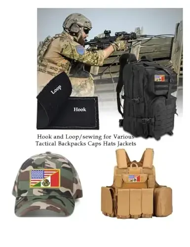 2 PCS AliPlus American Mexican Flag Patch Embroidered Tactical Military Morale Patch Applique Fastener Hook and Loop - 3