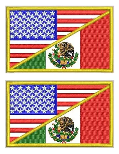 2 PCS AliPlus American Mexican Flag Patch Embroidered Tactical Military Morale Patch Applique Fastener Hook and Loop - 1