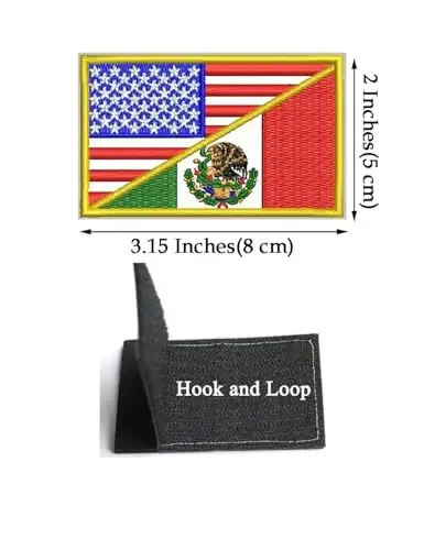 2 PCS AliPlus American Mexican Flag Patch Embroidered Tactical Military Morale Patch Applique Fastener Hook and Loop - 2
