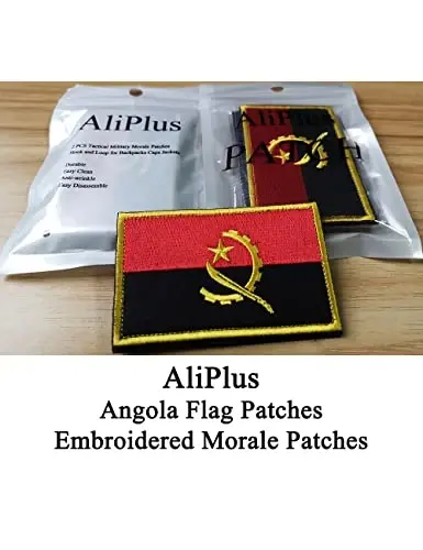 2 PCS AliPlus Angola Flag Patches Embroidered Tactical Military Morale Patch Applique Fastener Hook and Loop - 2