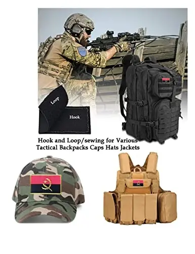 2 PCS AliPlus Angola Flag Patches Embroidered Tactical Military Morale Patch Applique Fastener Hook and Loop - 4