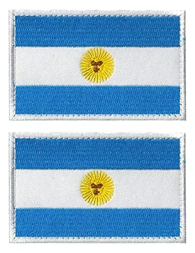 2 PCS AliPlus Argentina Flag Patches Embroidered Tactical Military Morale Patch Applique Fastener Hook and Loop 