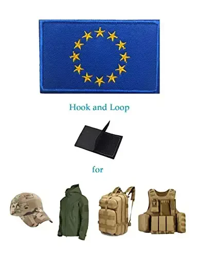 2 PCS AliPlus European Union Flag Patches EU Embroidered Tactical Military Patch Morale Patch Applique Fastener Hook and Loop - 5