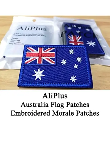 2 PCS AliPlus Australia Flag Patches Embroidered Tactical Military Morale Patch Applique Fastener Hook and Loop - 2