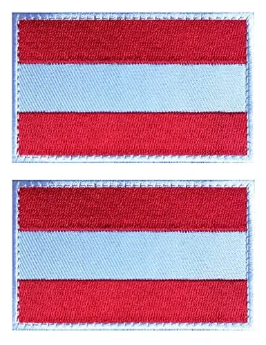 2 PCS AliPlus Austria Flag Patches Embroidered Tactical Military Patch Morale Patch Applique Fastener Hook and Loop - 1