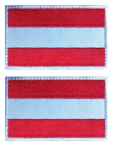 2 PCS AliPlus Austria Flag Patches Embroidered Tactical Military Patch Morale Patch Applique Fastener Hook and Loop 