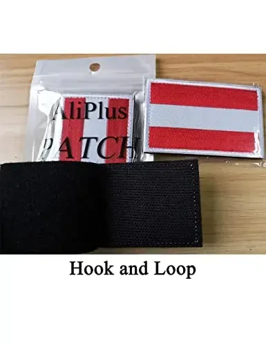 2 PCS AliPlus Austria Flag Patches Embroidered Tactical Military Patch Morale Patch Applique Fastener Hook and Loop - 5