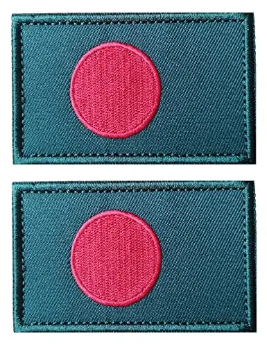2 PCS AliPlus Bangladesh Flag Patches Embroidered Tactical Military Morale Patch Applique Fastener Hook and Loop - ALIPLUS