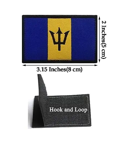 2 PCS AliPlus Barbados Flag Patches Embroidered Tactical Military Morale Patch Applique Fastener Hook and Loop - 2