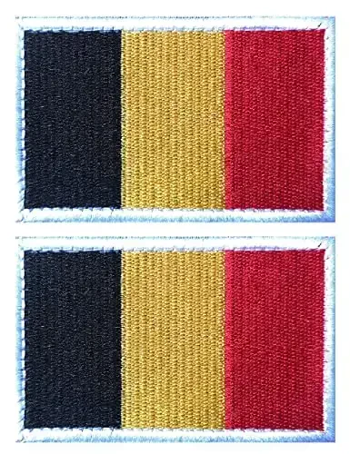 2 PCS AliPlus Belgium Flag Patches Embroidered Tactical Military Morale Patch Applique Fastener Hook and Loop 