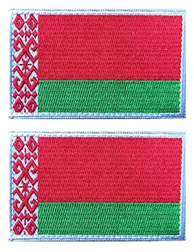 2 PCS AliPlus Belarus Flag Patches Embroidered Tactical Military Patch Morale Patch Applique Fastener Hook and Loop - 1