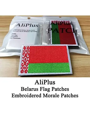 2 PCS AliPlus Belarus Flag Patches Embroidered Tactical Military Patch Morale Patch Applique Fastener Hook and Loop - 2