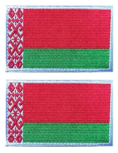 2 PCS AliPlus Belarus Flag Patches Embroidered Tactical Military Patch Morale Patch Applique Fastener Hook and Loop - 1