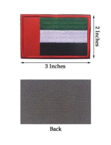 2 PCS AliPlus Arab Emirates Flag Patches Embroidered Tactical Military Morale Patch Applique Fastener Hook and Loop - ALIPLUS (1)