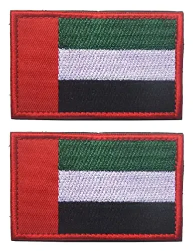 2 PCS AliPlus Arab Emirates Flag Patches Embroidered Tactical Military Morale Patch Applique Fastener Hook and Loop - 1