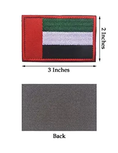 2 PCS AliPlus Arab Emirates Flag Patches Embroidered Tactical Military Morale Patch Applique Fastener Hook and Loop - 2
