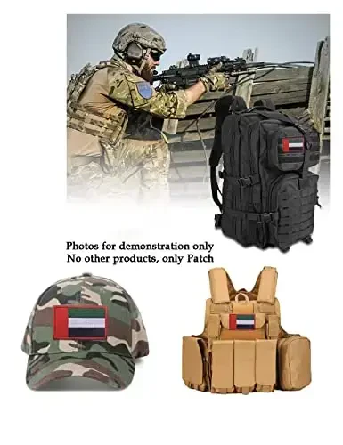 2 PCS AliPlus Arab Emirates Flag Patches Embroidered Tactical Military Morale Patch Applique Fastener Hook and Loop - 4