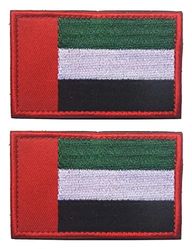 2 PCS AliPlus Arab Emirates Flag Patches Embroidered Tactical Military Morale Patch Applique Fastener Hook and Loop - ALIPLUS
