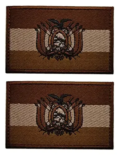2 PCS AliPlus Bolivia Flag Patches Embroidered Tactical Military Morale Patch Applique Fastener Hook and Loop - 1