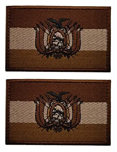 2 PCS AliPlus Bolivia Flag Patches Embroidered Tactical Military Morale Patch Applique Fastener Hook and Loop - 1