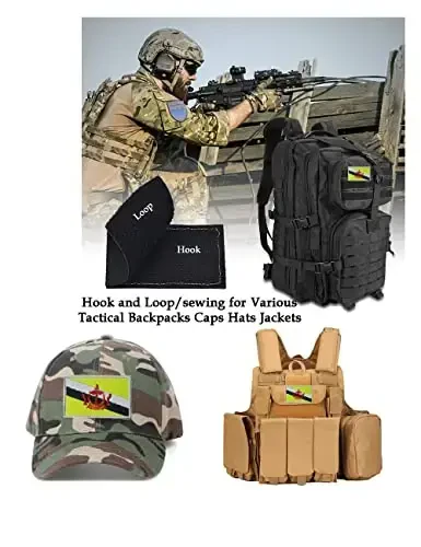 2 PCS AliPlus Brunei Flag Patches Embroidered Tactical Military Morale Patch Applique Fastener Hook and Loop - 4