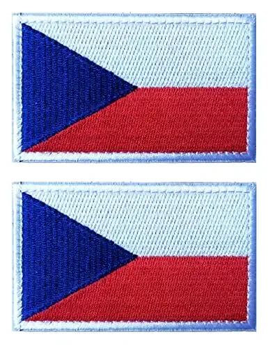 2 PCS AliPlus Czech Flag Patches Embroidered Tactical Military Morale Patch Applique Fastener Hook and Loop - 1
