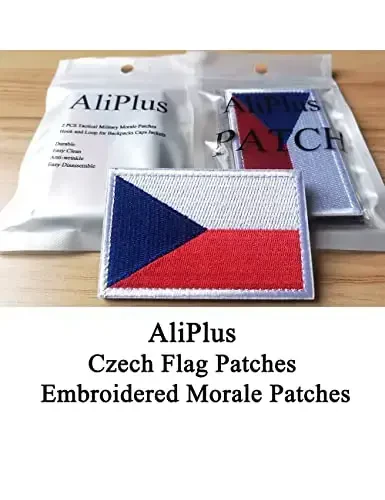 2 PCS AliPlus Czech Flag Patches Embroidered Tactical Military Morale Patch Applique Fastener Hook and Loop - 2