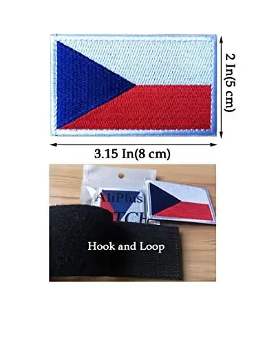 2 PCS AliPlus Czech Flag Patches Embroidered Tactical Military Morale Patch Applique Fastener Hook and Loop - 3