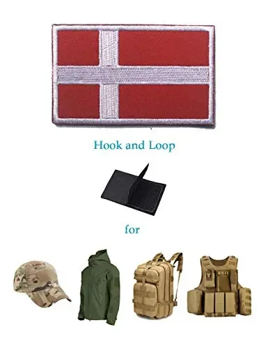 2 PCS AliPlus Denmark Flag Patches Embroidered Tactical Military Morale Patch Applique Fastener Hook and Loop - 5