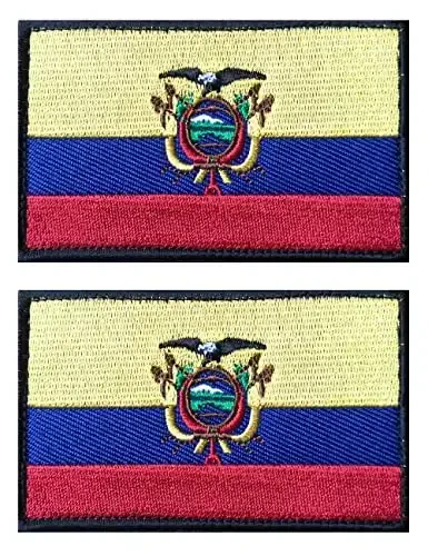 2 PCS AliPlus Ecuador Flag Patches Embroidered Tactical Military Morale Patch Applique Fastener Hook and Loop 